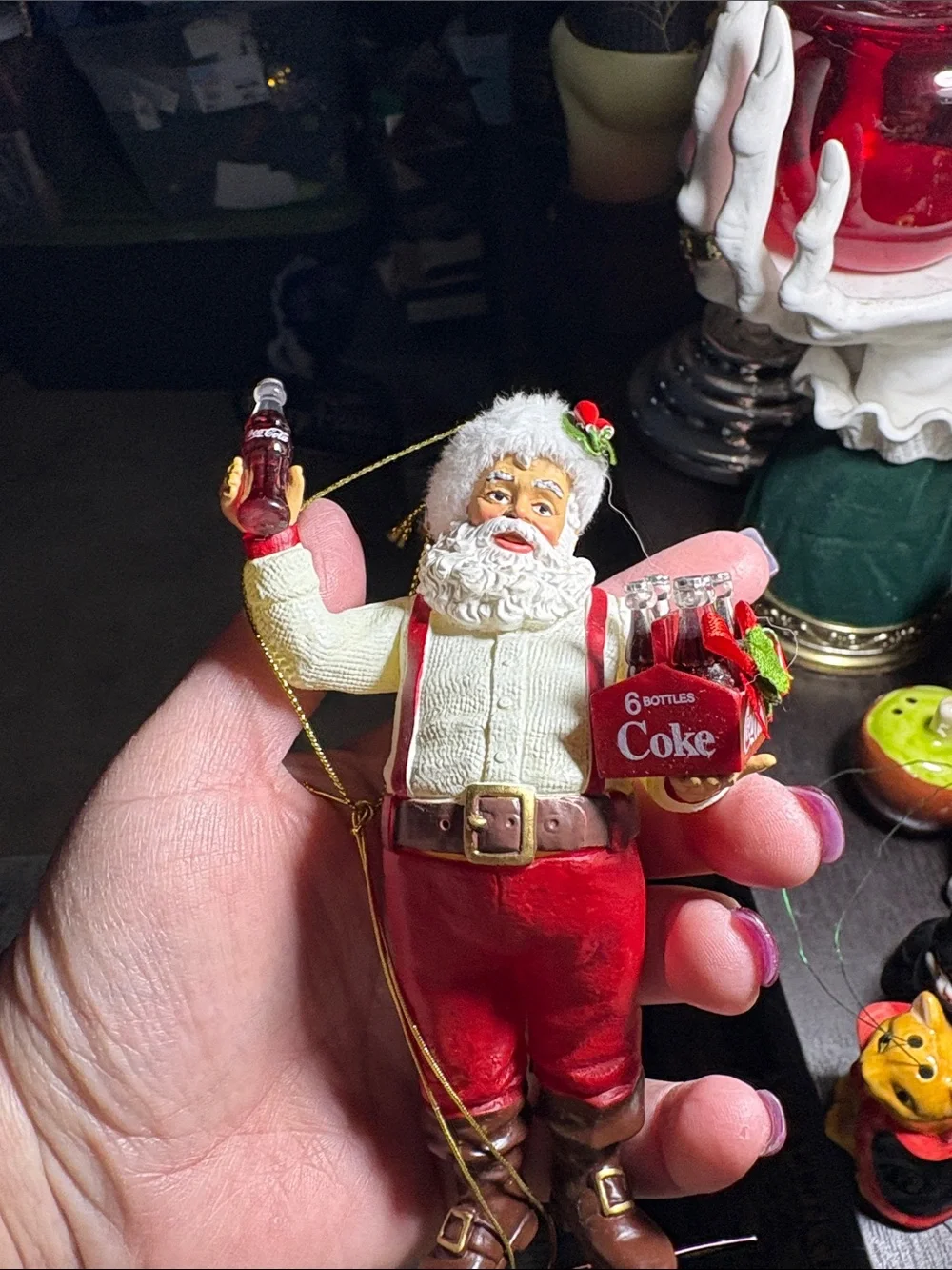 Lot of Coca-Cola, Santa Claus Christmas ornaments please look!